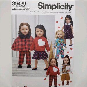 Simplicity S9439 Sewing Pattern 18" Doll Clothes New Factory Folded FF